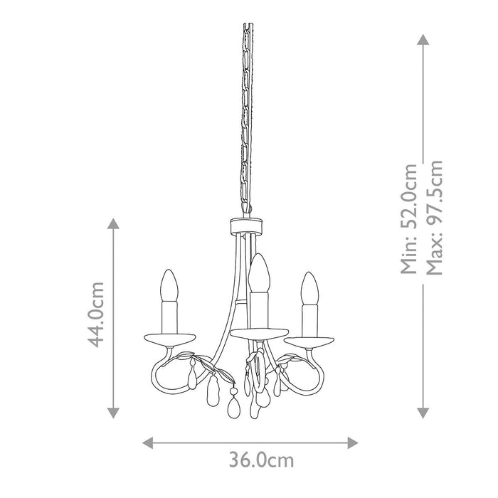 Elstead Christina 3 Light Chandelier - Silver & Gold — rear view
