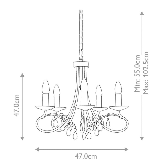 Elstead Christina 5 Light Chandelier - Silver & Gold — rear view