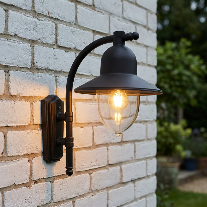 Elstead Como Black Outdoor Wall Light by Elstead Lighting — suits living rooms, bedrooms & hallways