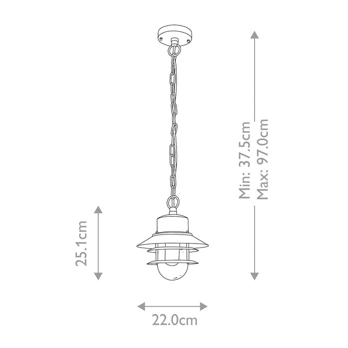 Elstead Copenhagen 1 Light Black Outdoor Chain Lantern — close-up detail