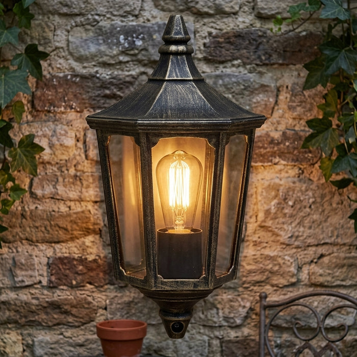 Elstead Cricklade Black/Gold Outdoor Wall Light by Elstead Lighting — suits living rooms, bedrooms & hallways