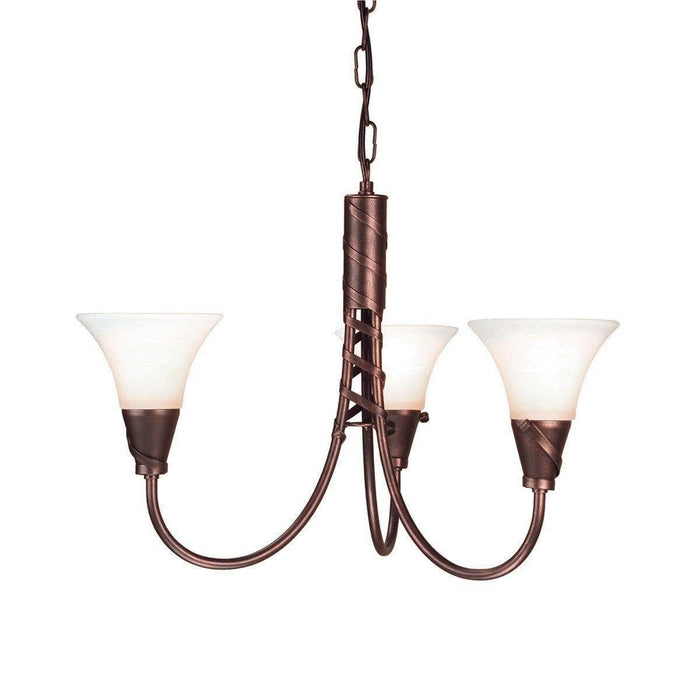 Art Deco Ceiling Lights - Emily Copper Patina Finish 3 Light Chandelier EM3 CP