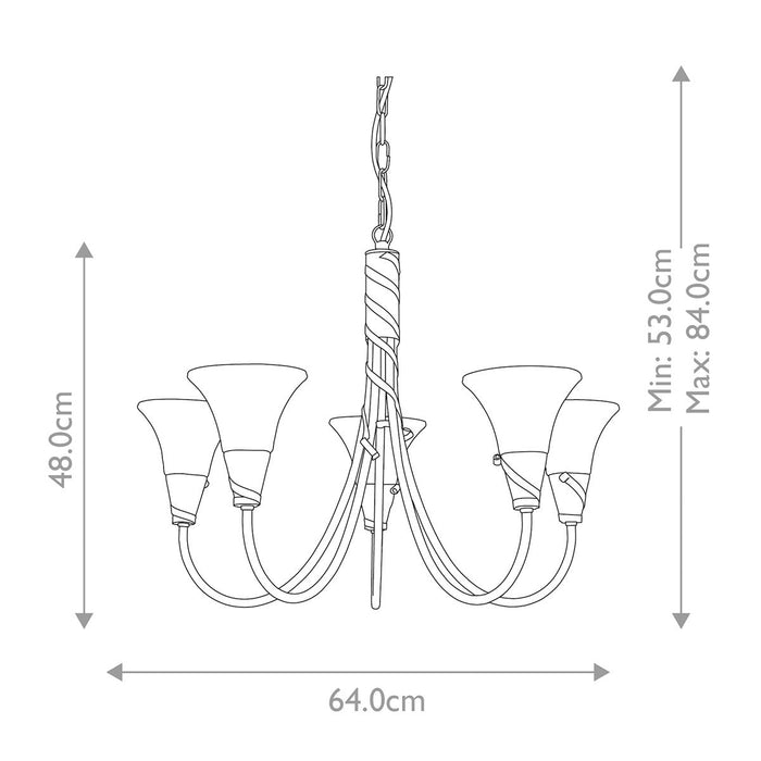 Elstead Emily 5 Light Copper Chandelier Ceiling Light — rear view