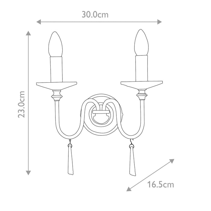 Elstead Finsbury Park Chrome 2 Light Wall Light — close-up detail