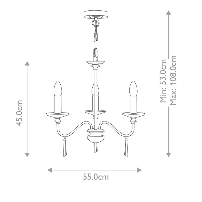 Elstead Finsbury Park Polished Nickel 3 Light Chandelier — rear view
