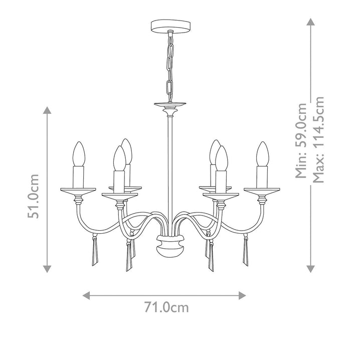 Elstead Finsbury Park Polished Nickel 6 Light Chandelier — rear view