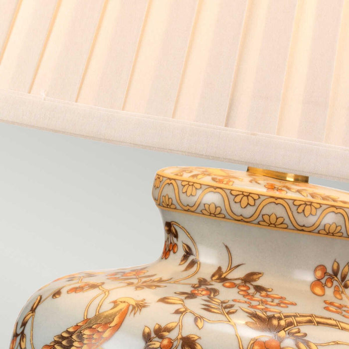 Elstead Gold Birds & Berries Ceramic Table Lamp detailed close up