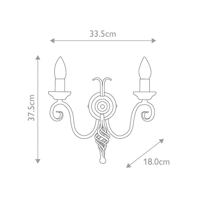 Elstead Harlech Black 2 Light Wall Light — close-up detail
