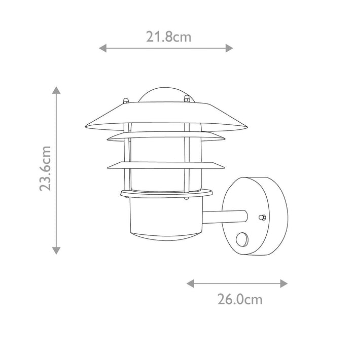 Elstead Helsingor Black Outdoor PIR Wall Light — close-up detail