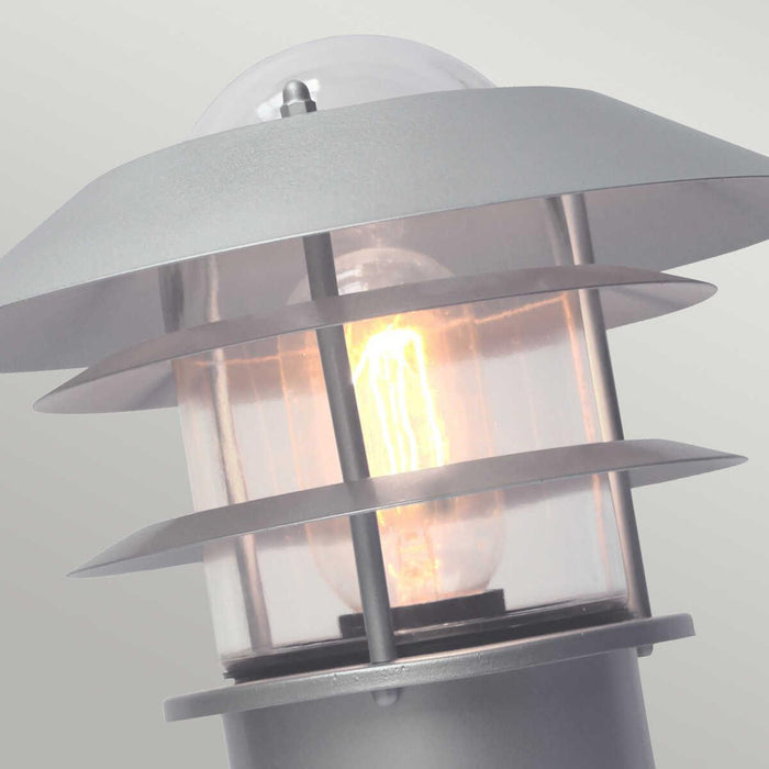 elstead helsingor silver outdoor pedestal lantern Detailed Close Up