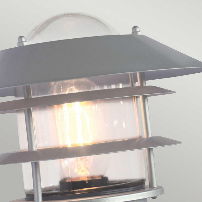 elstead helsingor silver outdoor pir wall lantern 2 Detailed Close Up