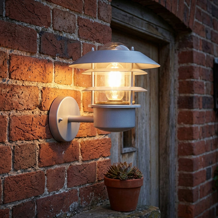 Elstead Helsingor Silver Outdoor Wall Light by Elstead Lighting — suits living rooms, bedrooms & hallways