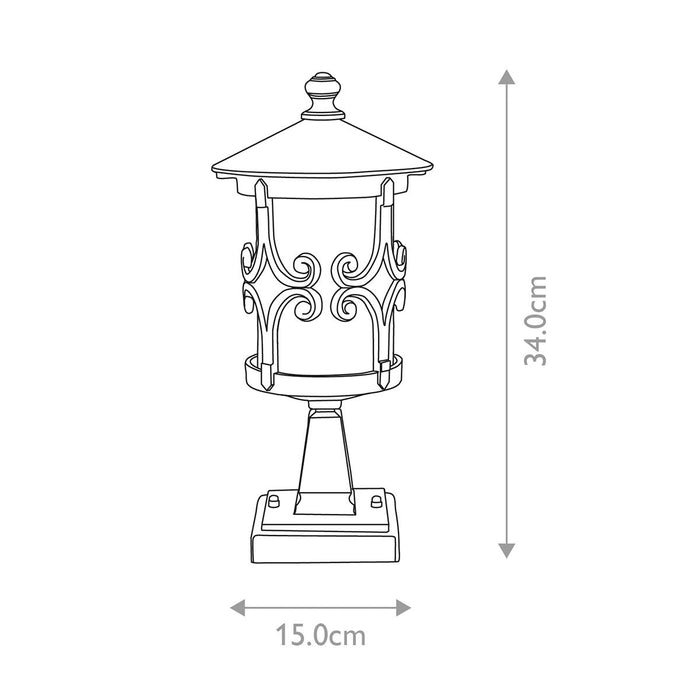Elstead Hereford Black Outdoor Pedestal Lantern — alternate view