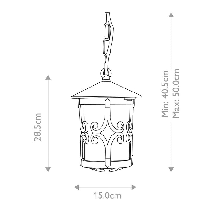 Elstead Hereford Black Outdoor Pendant Light — alternate view