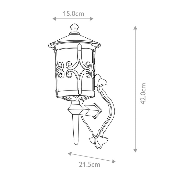 Elstead Hereford Black Outdoor Uplighter Wall Light — close-up detail