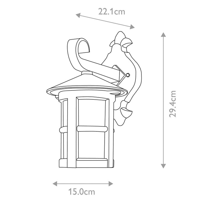 Elstead Hereford II Black Outdoor Downlighter Wall Light — close-up detail