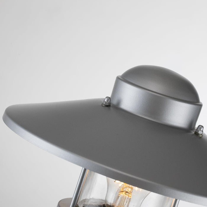 elstead klampenborg 1 light silver outdoor bollard Close Up