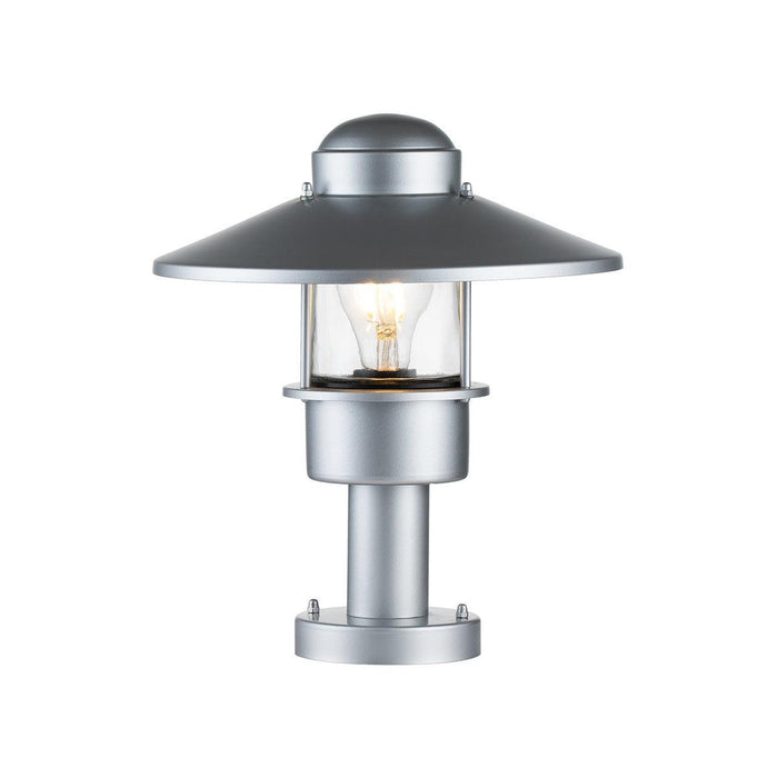 elstead klampenborg 1 light silver outdoor pedestal