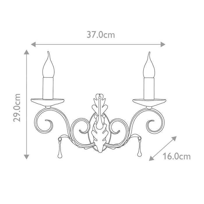 Elstead Lighting Amarilli Black/Silver 2 Light Wall Light — close-up detail