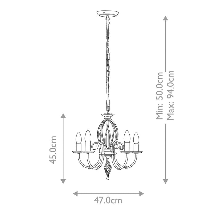 Elstead Lighting Artisan Black 5 Light Chandelier — rear view