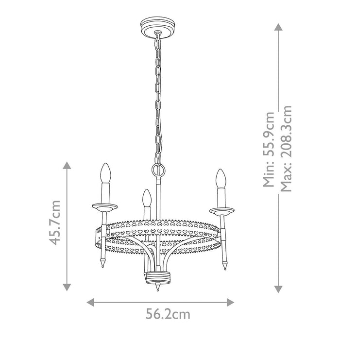 Elstead Lighting Crown 3 Light Silver Chandelier Ceiling Light — rear view