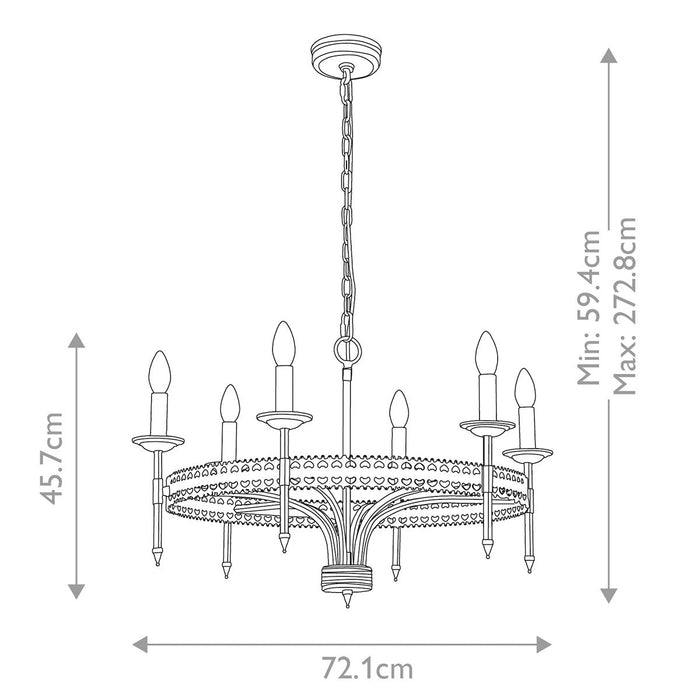 Elstead Lighting Crown 6 Light Silver Chandelier Ceiling Light — rear view