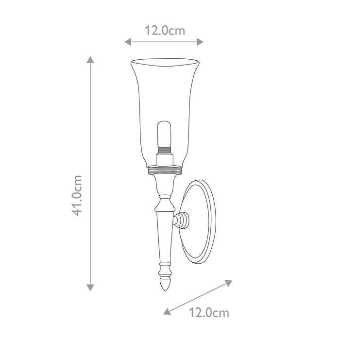 Elstead Lighting Dryden Polished Nickel Bathroom Wall Light — close-up detail