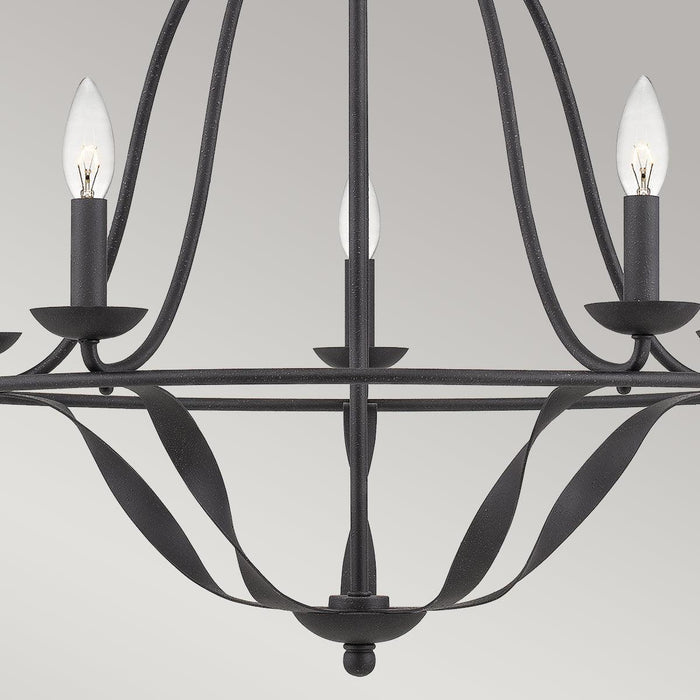 Elstead Lighting Quoizel Bradbury 5 Light Grey Chandelier — side profile