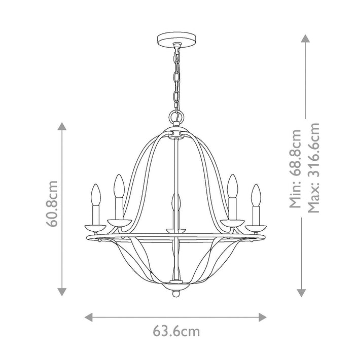 Elstead Lighting Quoizel Bradbury 5 Light White Chandelier — rear view