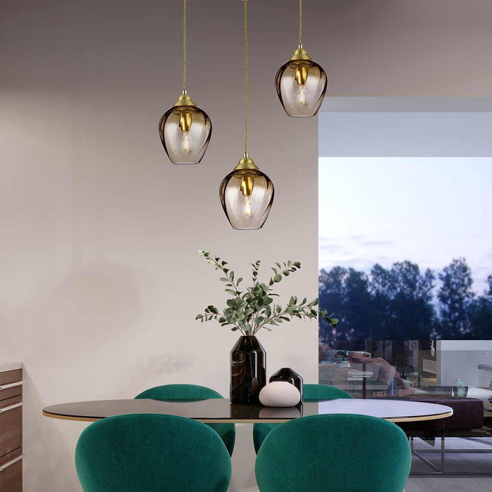 Elstead Lighting Tiber 1 Light Brass Pendant - Glass Shade — alternate view