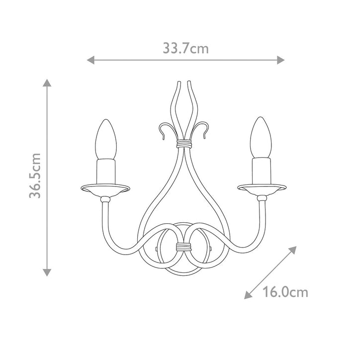Elstead Lighting Windermere 2 Light Rust & Gold Wall Light — close-up detail