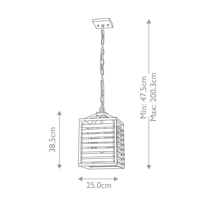 Elstead Louvre 1 Light Gunmetal Pendant - Clear Glass Slats — close-up detail