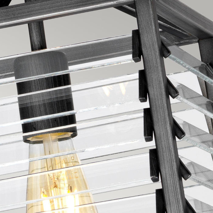 Elstead Louvre 1 Light Gunmetal Pendant - Clear Glass Slats-Ceiling Pendant Lights-Elstead Lighting-4-Tiffany Lighting Direct
