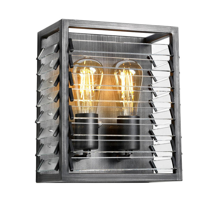 elstead louvre 2 light gunmetal wall light glass slats