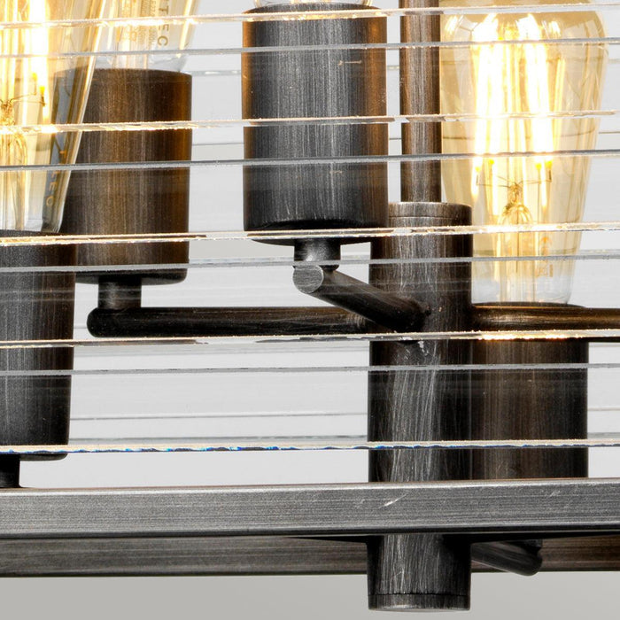 Elstead Louvre 6 Light Gunmetal Pendant - Clear Glass Slats-Ceiling Pendant Lights-Elstead Lighting-2-Tiffany Lighting Direct