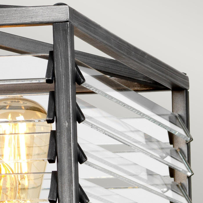 Elstead Louvre 6 Light Gunmetal Pendant - Clear Glass Slats-Ceiling Pendant Lights-Elstead Lighting-3-Tiffany Lighting Direct