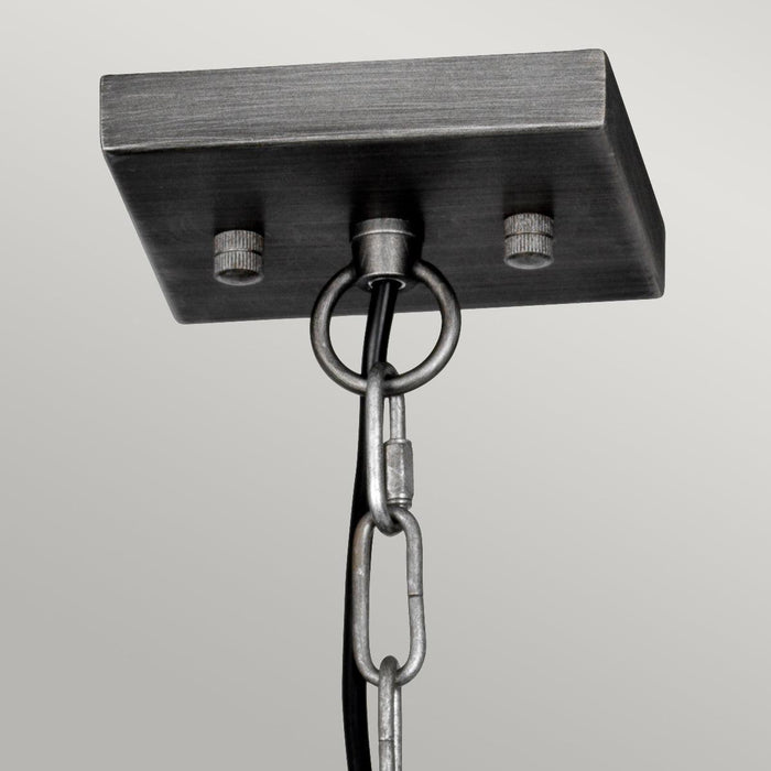 Elstead Louvre 6 Light Gunmetal Pendant - Clear Glass Slats-Ceiling Pendant Lights-Elstead Lighting-5-Tiffany Lighting Direct