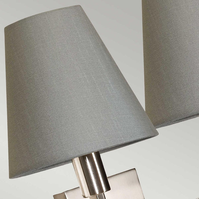 lucerne 2 light brushed nickel wall light elstead lighting Detailed Close Up