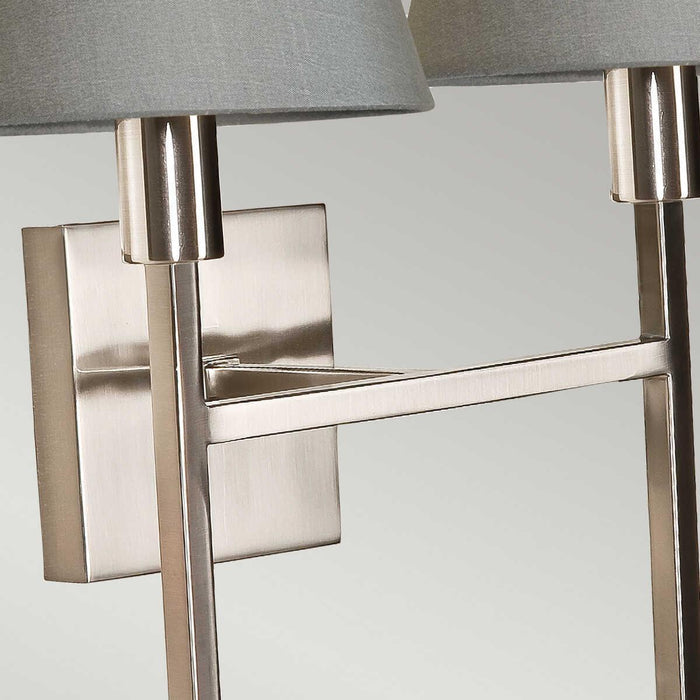 lucerne 2 light brushed nickel wall light elstead lighting Close Up