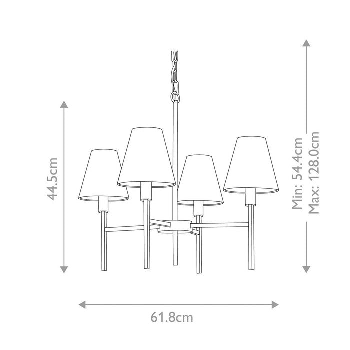 Elstead Lucerne 4 Light Brushed Nickel Chandelier — rear view