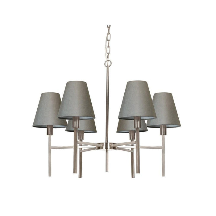 Elstead Lucerne 6 Light Brushed Nickel Chandelier-Elstead Lighting-1-Tiffany Lighting Direct