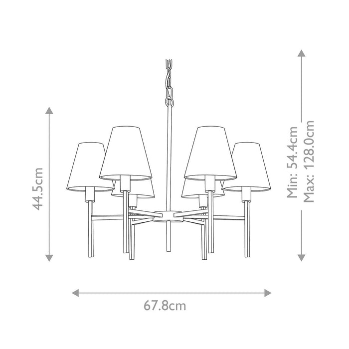 Elstead Lucerne 6 Light Brushed Nickel Chandelier — rear view