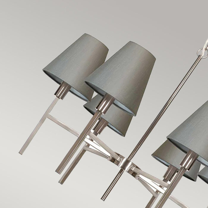 Elstead Lucerne 6 Light Brushed Nickel Chandelier — side profile