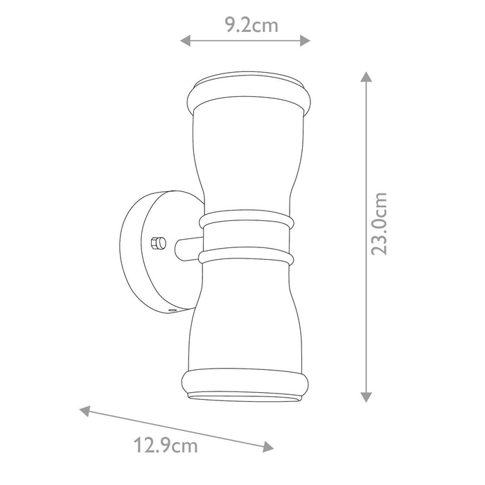 Elstead Malvern Black Outdoor Up And Down Wall Light — close-up detail