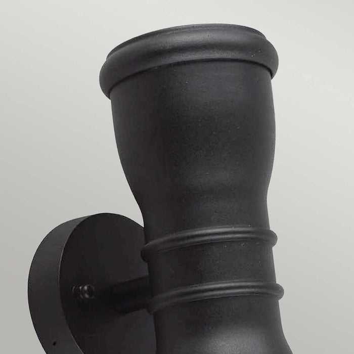 elstead malvern black finish outdoor up and down wall lantern Close Up