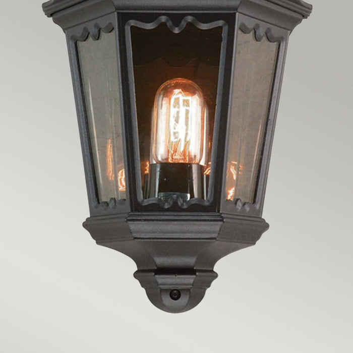 elstead lighting medstead 1 light black outdoor half lantern Close Up LED Bulb