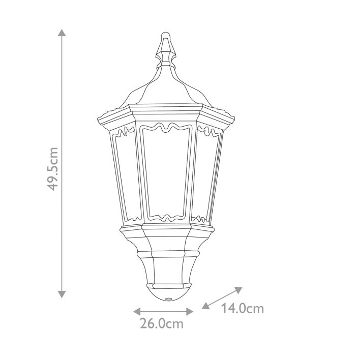 Elstead Medstead Black Outdoor PIR Half Wall Light — close-up detail