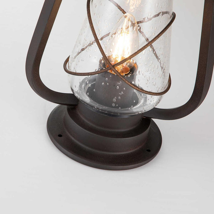 elstead miners old bronze finish outdoor pedestal lantern Detailed Close Up