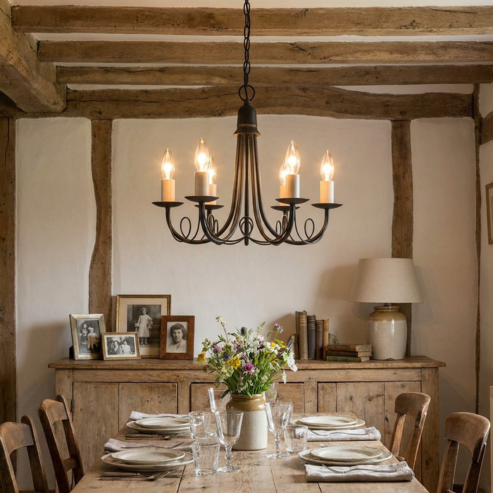 Elstead Minster Black 5 Light Chandelier Ceiling Light — alternate view