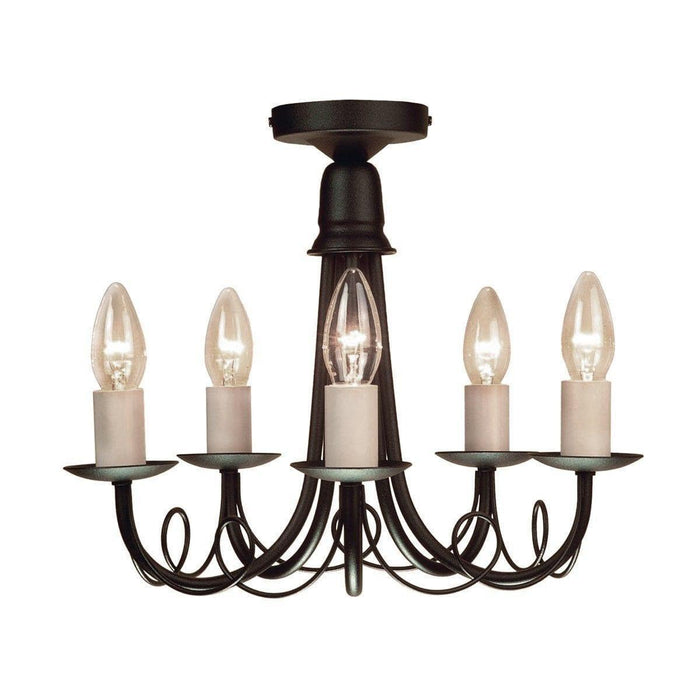 Traditional Ceiling Pendant Lights - Elstead Minister Black 5lt Chandelier Ceiling Light MN5 BLACK